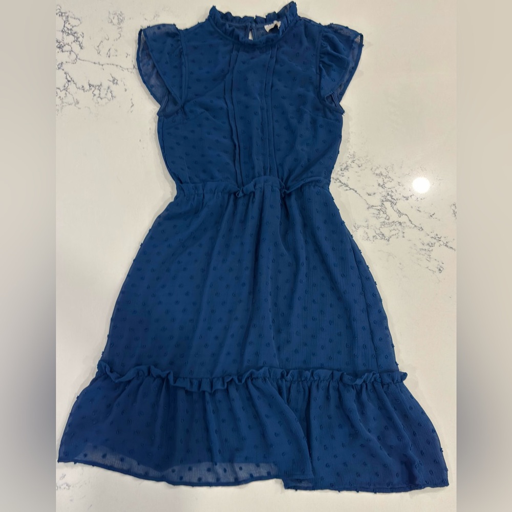 Monteau Blue Ruffled Tiered Midi Sundress